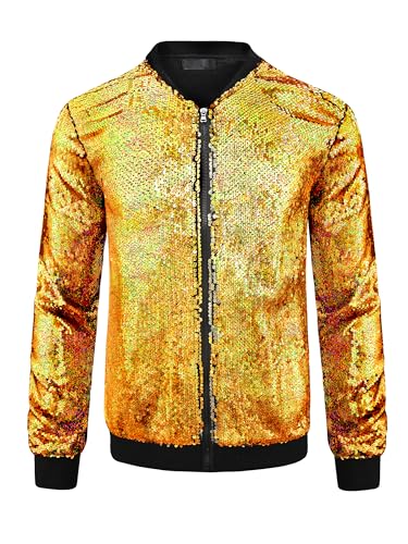 ジャケット・アウター 24karats GOLD GENESIS LEATHER JACKET XL LP-FACON Womens Golden Foil Metallic Short Body Brando Punk